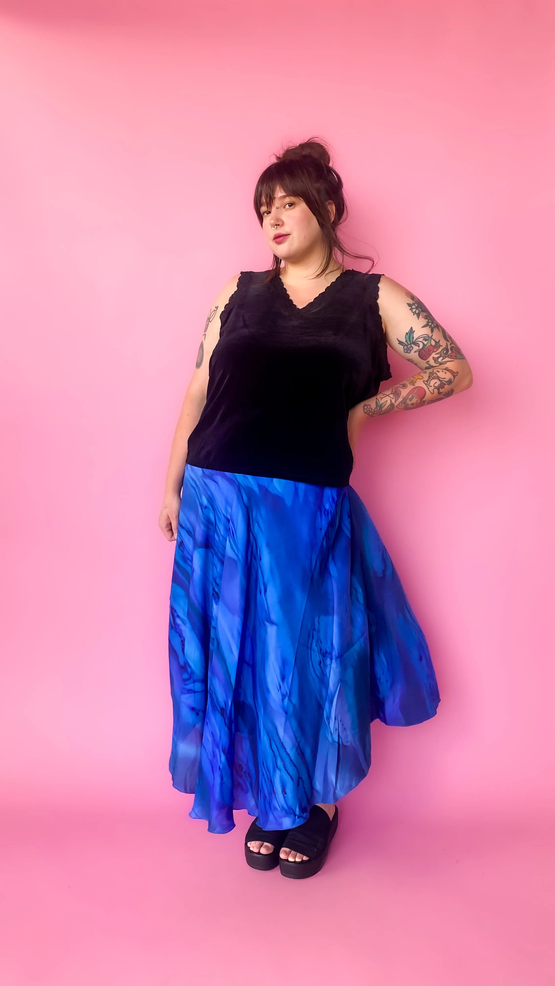 1990s Black Velvet Tank Top, sz. 3XL-7XL