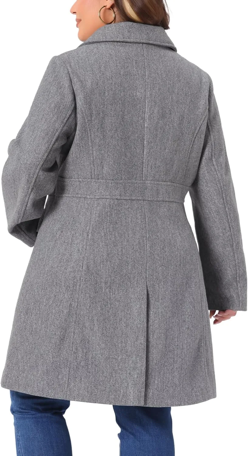 Agnes Orinda Plus Size Coat for Women Peter Pan Collar Single Breasted Winter Long Coats