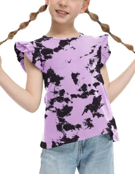 Arshiner Girls Shirts Ruffle Short Sleeve Summer Cute Casual Crewneck Tops Blouse Tee