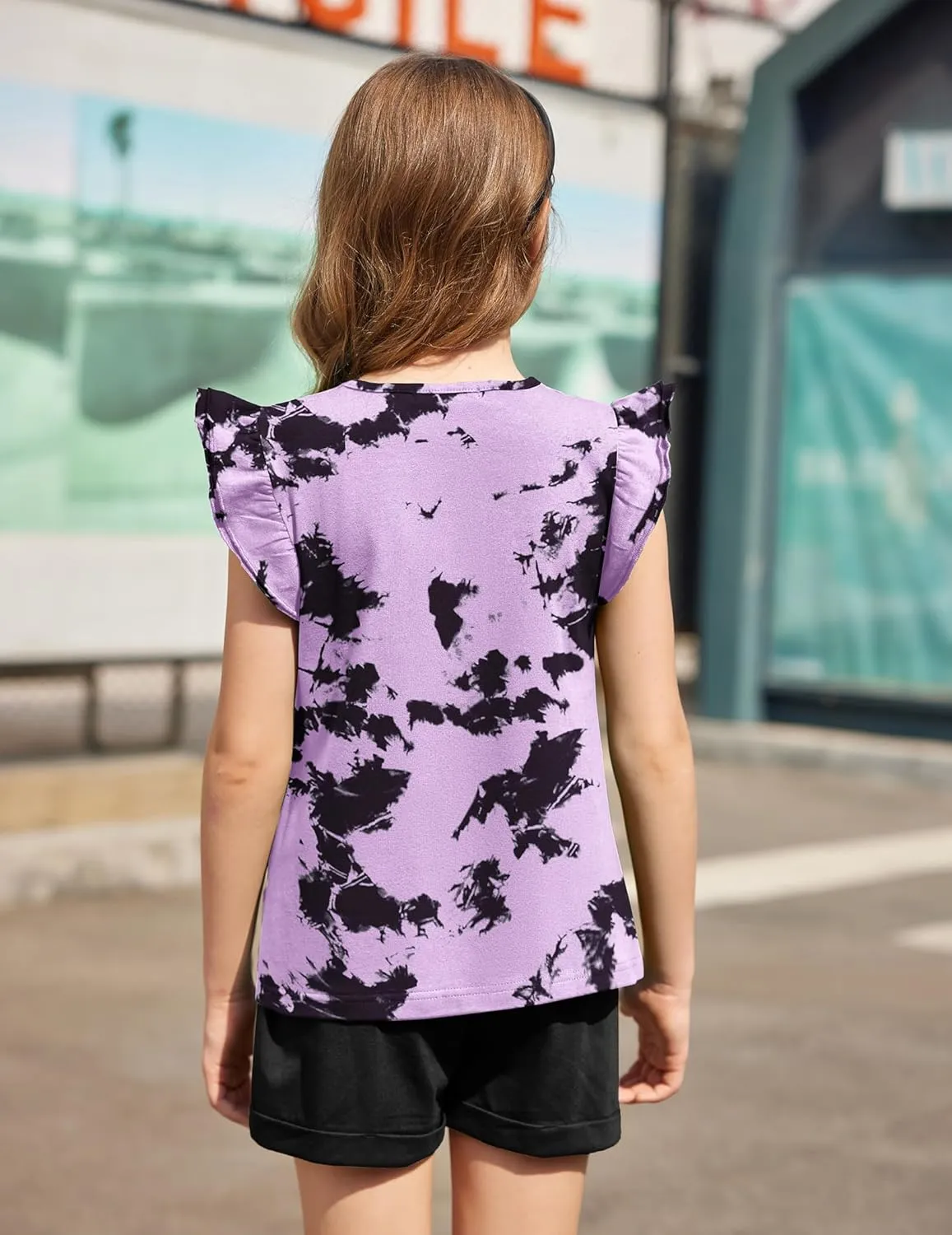 Arshiner Girls Shirts Ruffle Short Sleeve Summer Cute Casual Crewneck Tops Blouse Tee