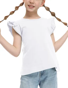 Arshiner Girls Shirts Ruffle Short Sleeve Summer Cute Casual Crewneck Tops Blouse Tee