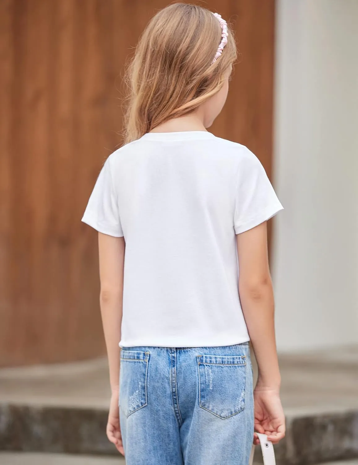 Arshiner Girls Short Sleeve Shirts Tie Knot Front Tops T Shirts for Kids Crewneck Cute Casual Tie Dye Tee Blouse