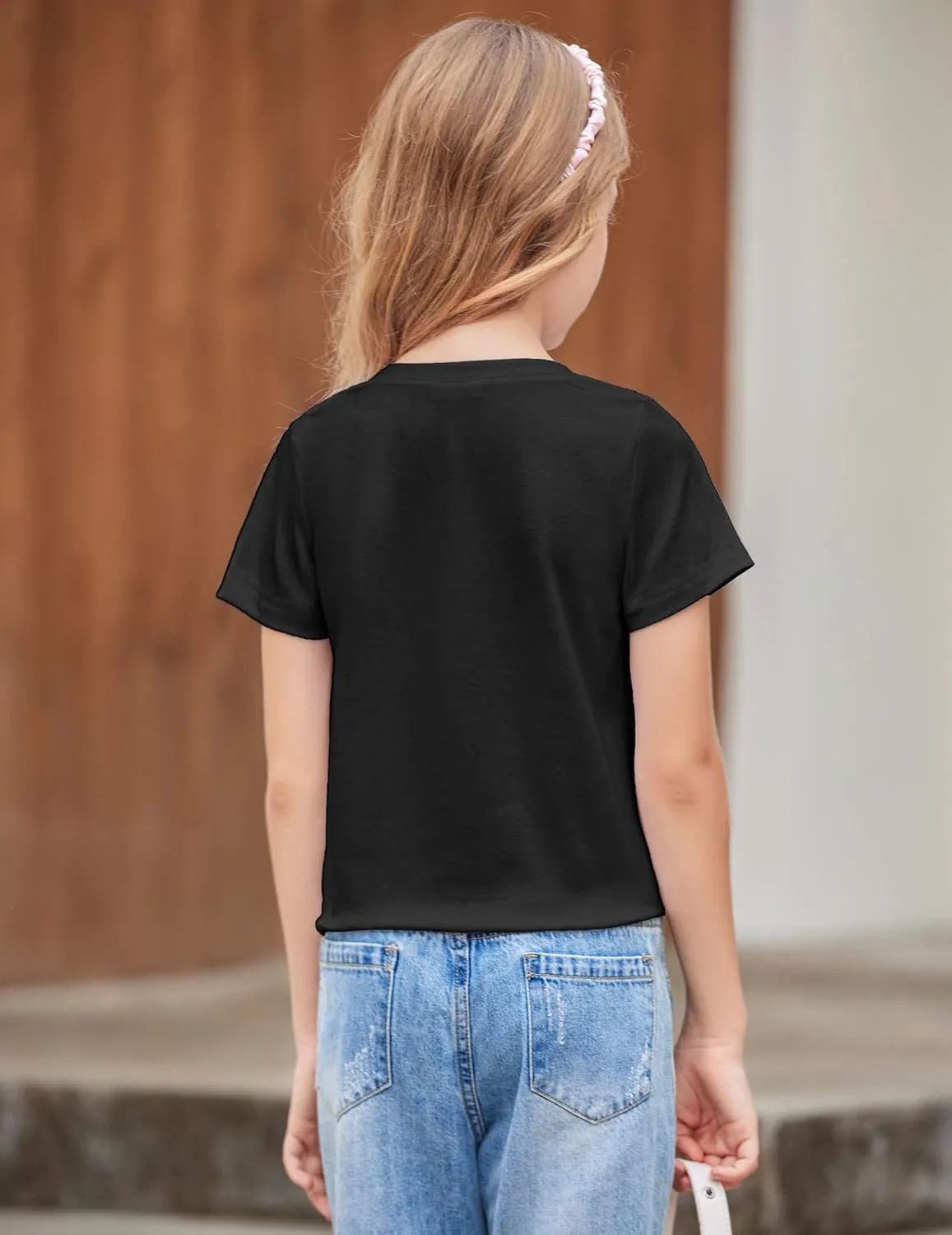 Arshiner Girls Short Sleeve Shirts Tie Knot Front Tops T Shirts for Kids Crewneck Cute Casual Tie Dye Tee Blouse