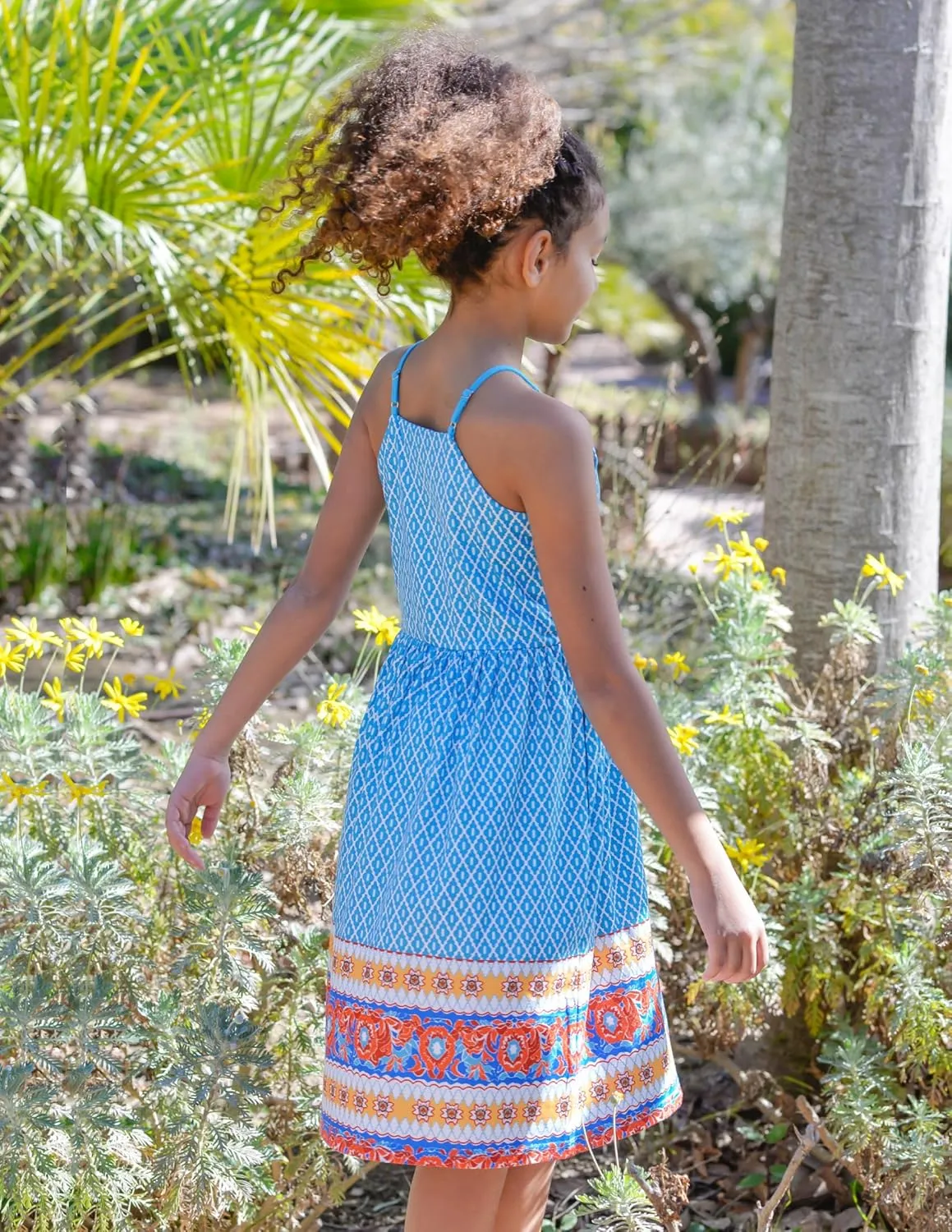 Arshiner Girls Summer Dress Halter Neck Boho Crochet Hollow Out Casual Sundress with Pockets for 5-13 Years