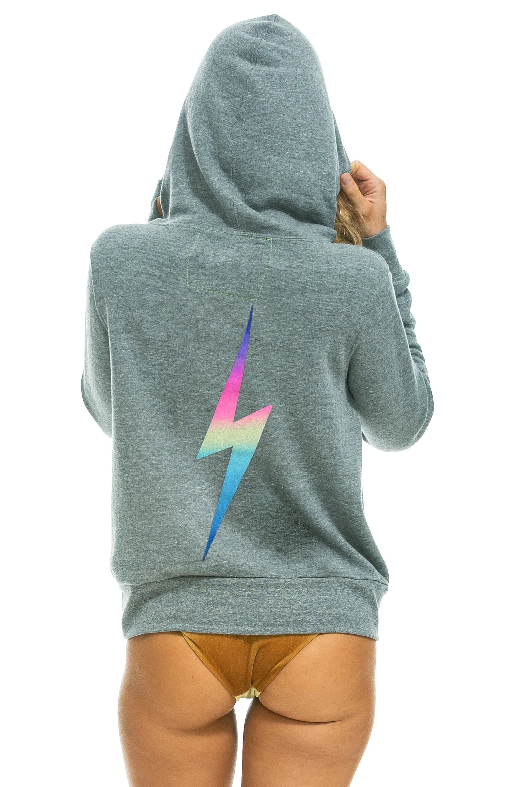 Aviator Nation - Bolt Zip Hoodie in Heather/Rainbow Pink
