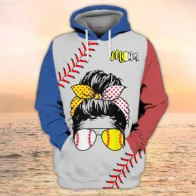 Baseball Softball Mom 3D All Over Printed Shirts, Women Baseball Hoodie, Baseball Gift For Mom