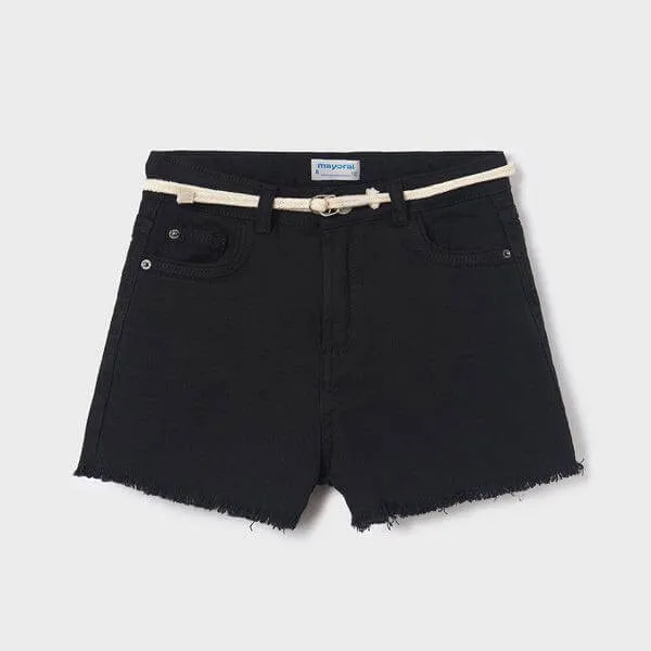BLACK BASIC TWILL SHORT FOR GIRLS