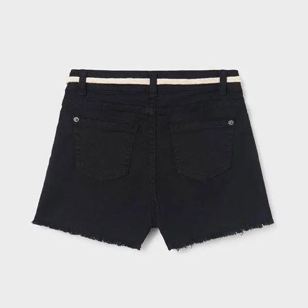 BLACK BASIC TWILL SHORT FOR GIRLS