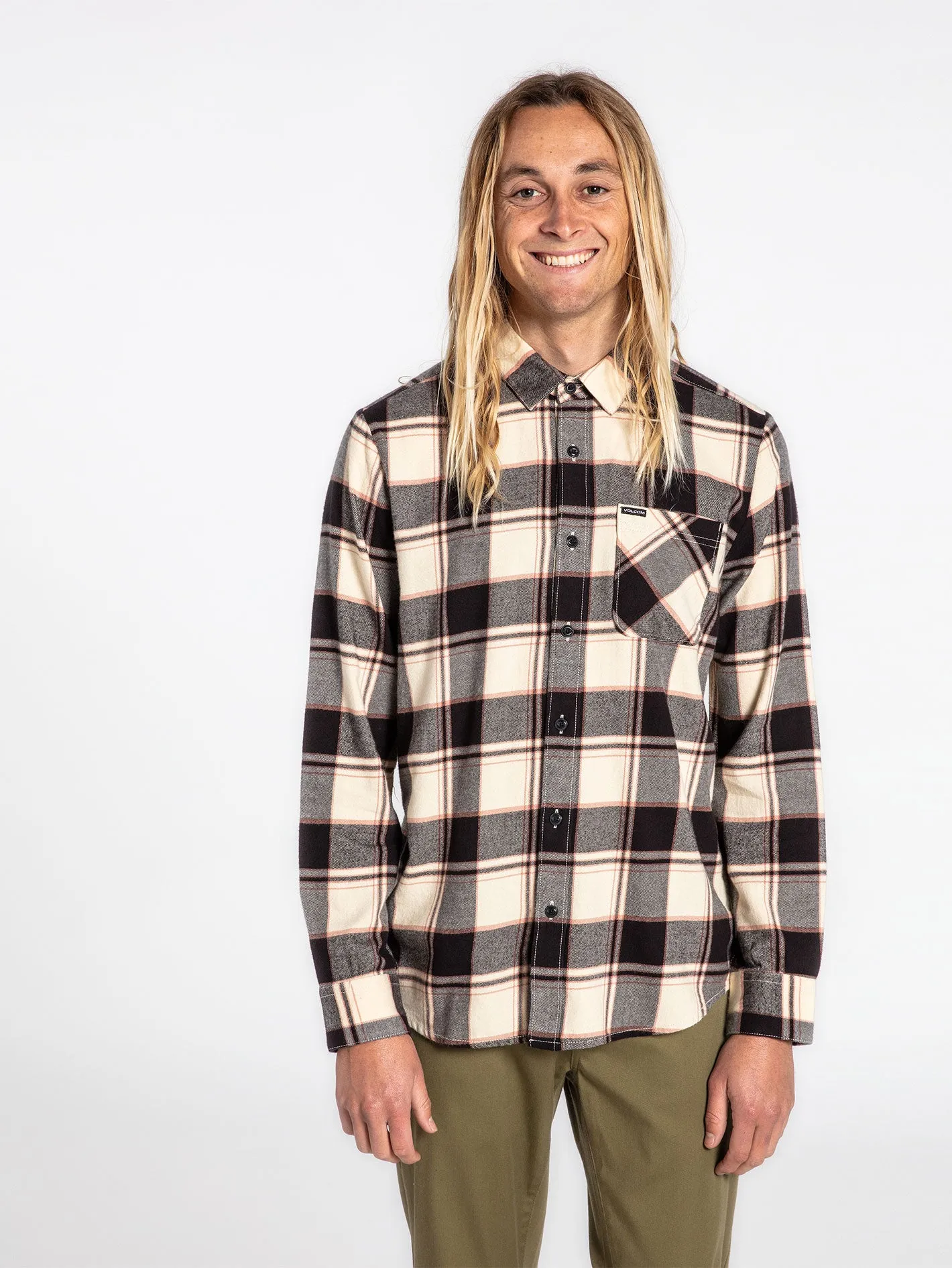 Caden Plaid Long Sleeve Flannel - Bleached Sand