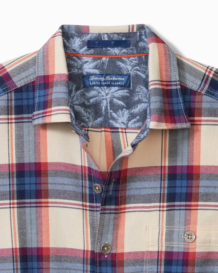 Canyon Beach Window Pane Stretch Flannel Shirt in Bleached Sand by Tommy Bahama