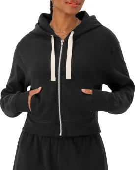 Champion Women's Sweatshirt, Vintage Wash Hoodie, Zip-Up Hoodie with Vintage Wash For Women