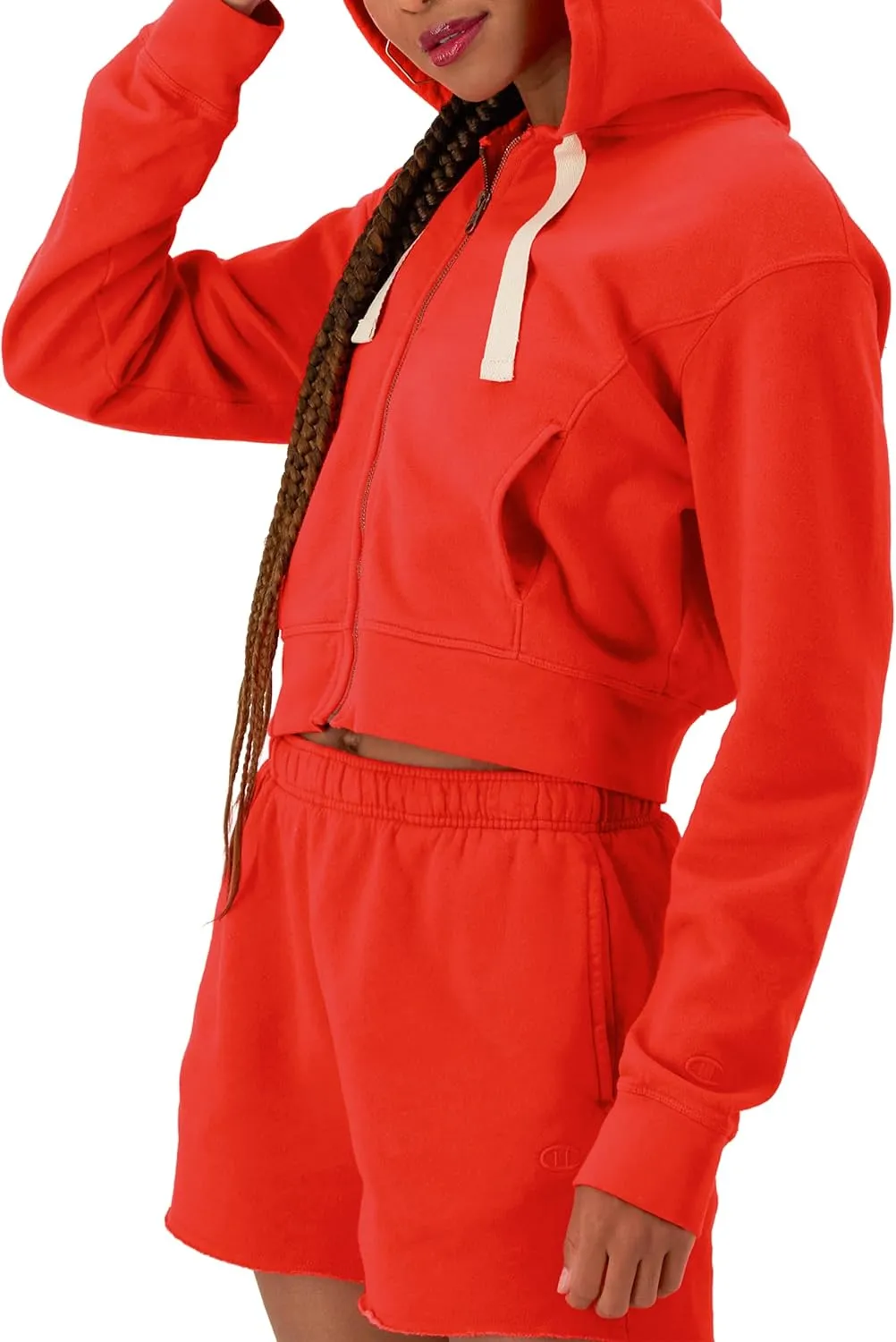 Champion Women's Sweatshirt, Vintage Wash Hoodie, Zip-Up Hoodie with Vintage Wash For Women
