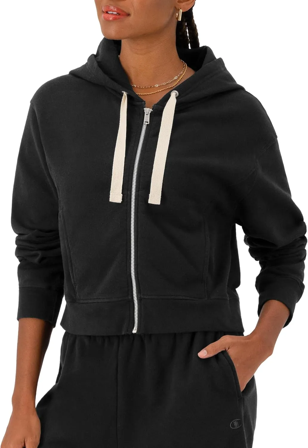 Champion Women's Sweatshirt, Vintage Wash Hoodie, Zip-Up Hoodie with Vintage Wash For Women