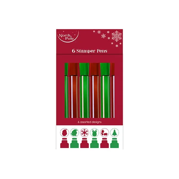 Christmas Stamp Pens 6pk