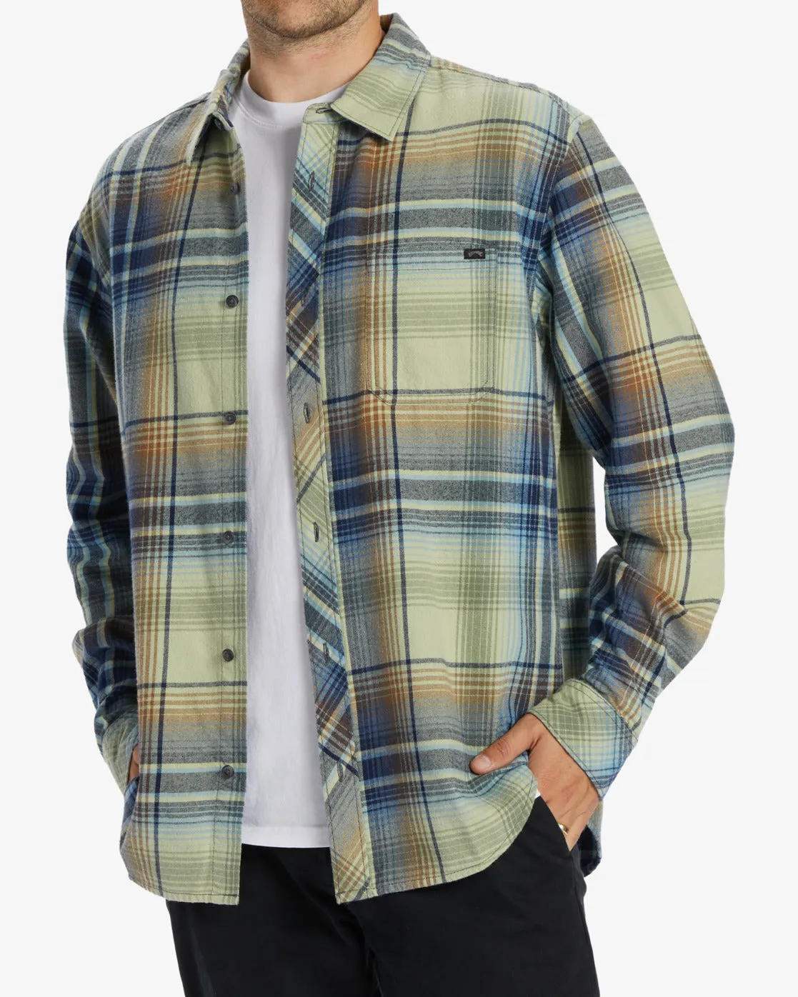 Coastline Flannel Long Sleeve Shirt - Light Sage