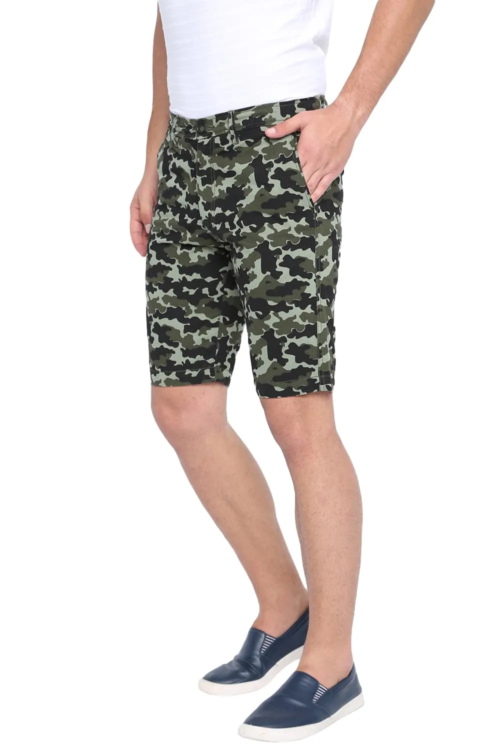 Comfort Fit Camo Printed Cotton Shorts