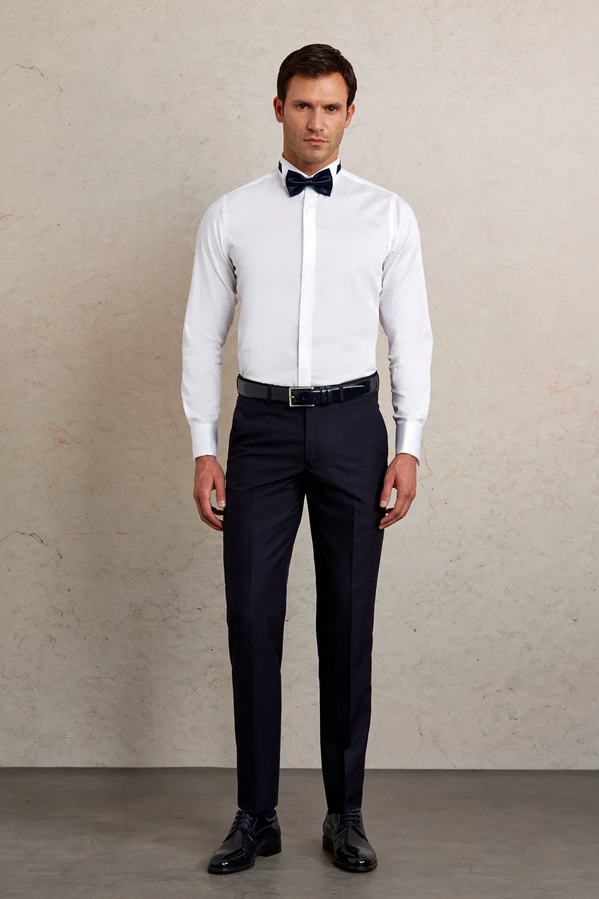 Comfort Fit French Cuff Wing Tip Cotton White Tuxedo Shirt