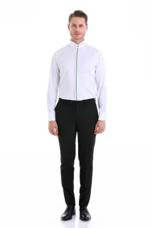 Comfort Fit Plain French Cuff Cotton Navy Tuxedo Shirt