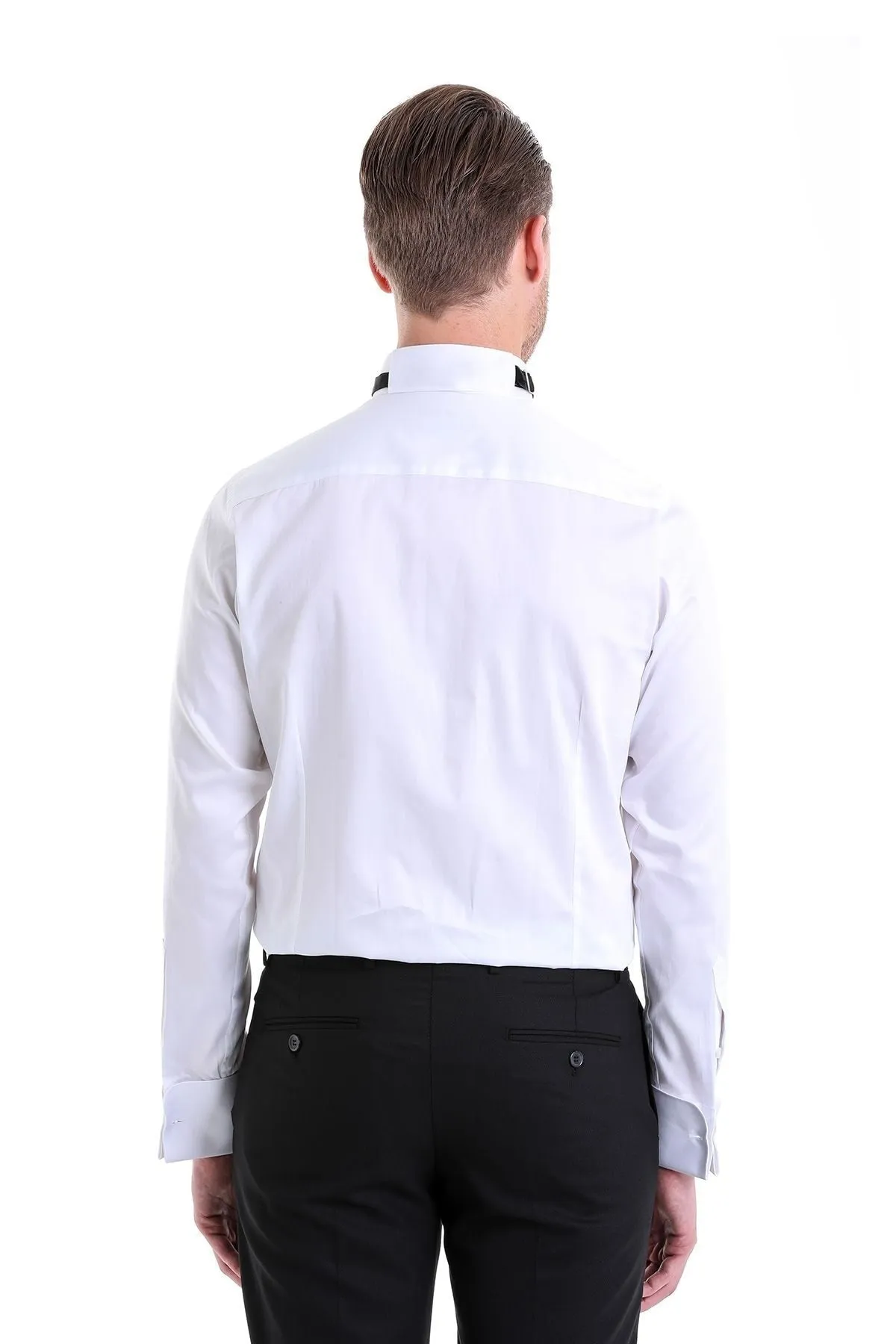 Comfort Fit Plain French Cuff Cotton Navy Tuxedo Shirt