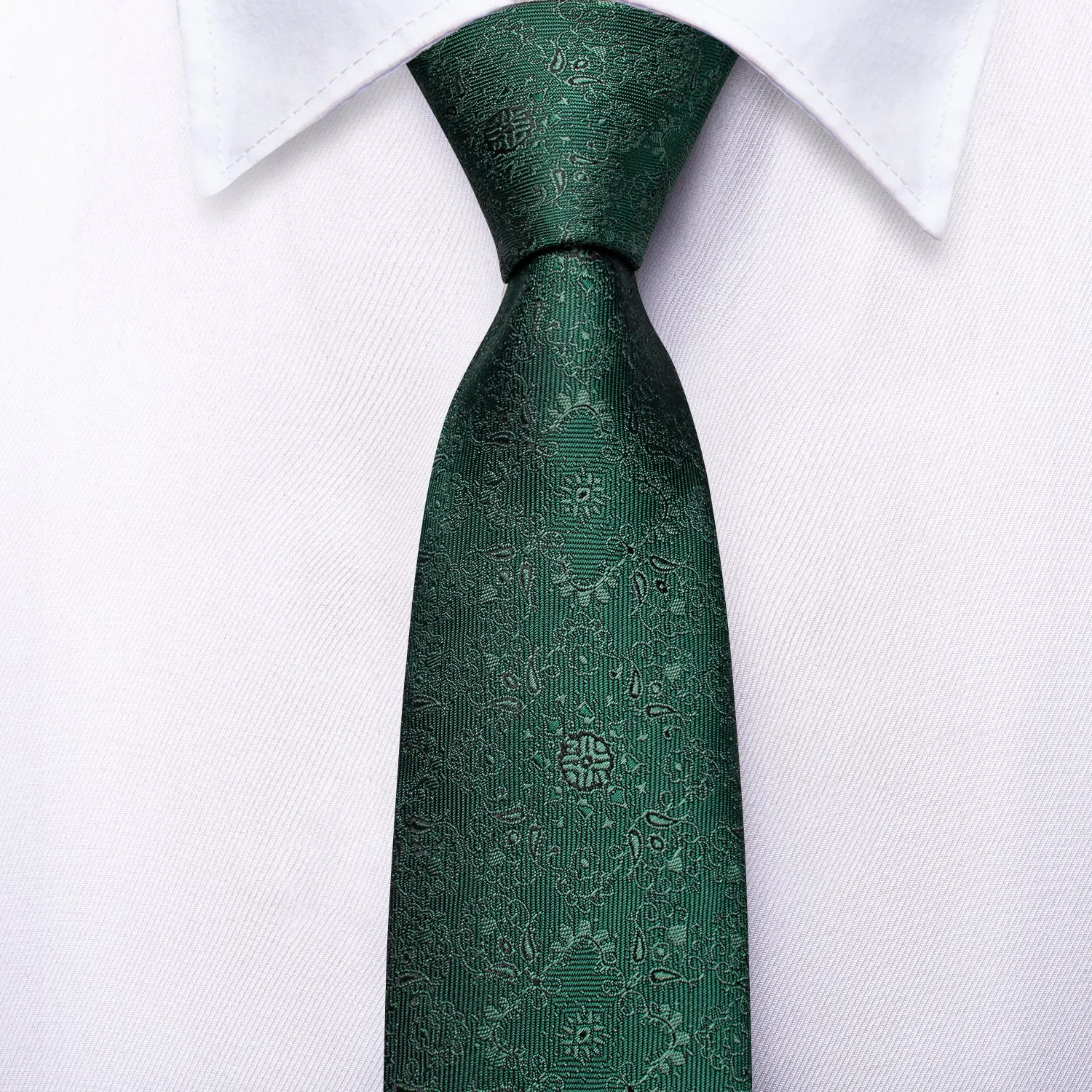 Emerald Green Floral Children's Kids Boys Tie Pocket Square 6cm