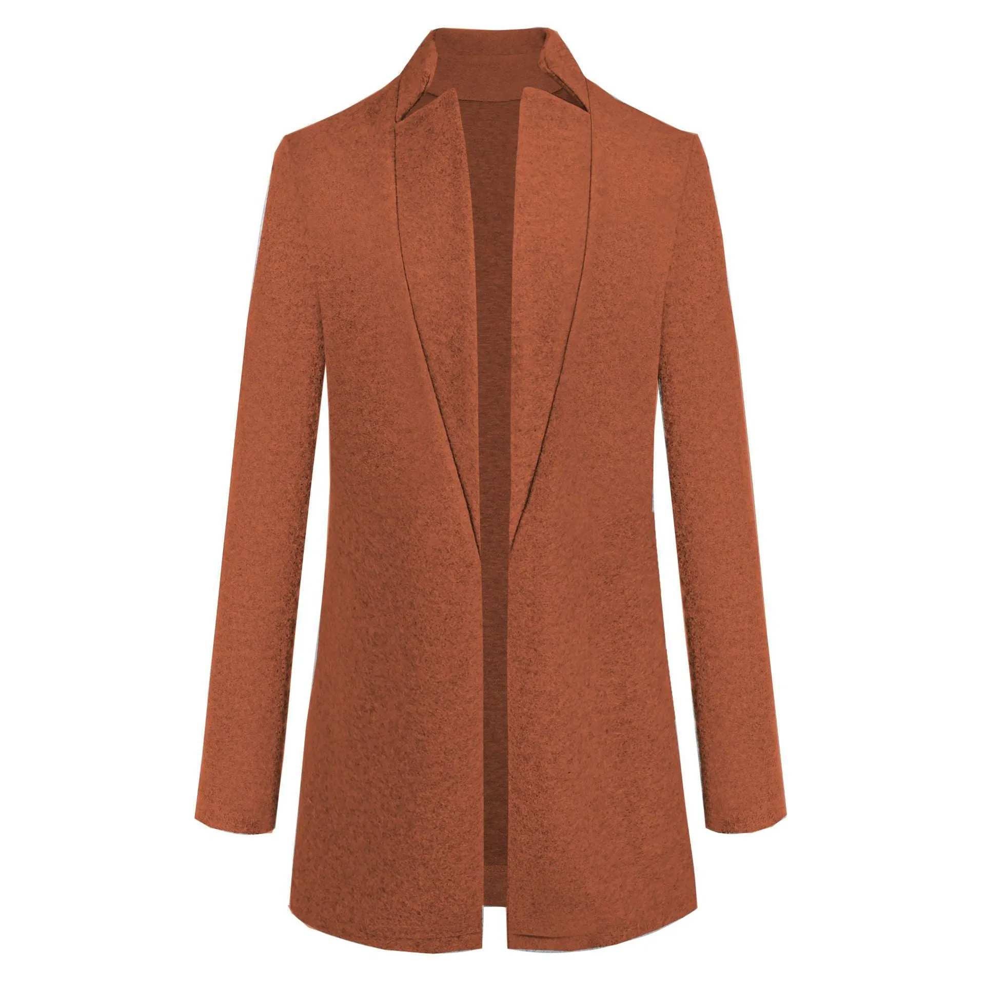 Fashion solid color stand collar woolen coat