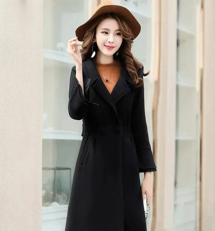 Fashion split sleeves long woolen coat coat
