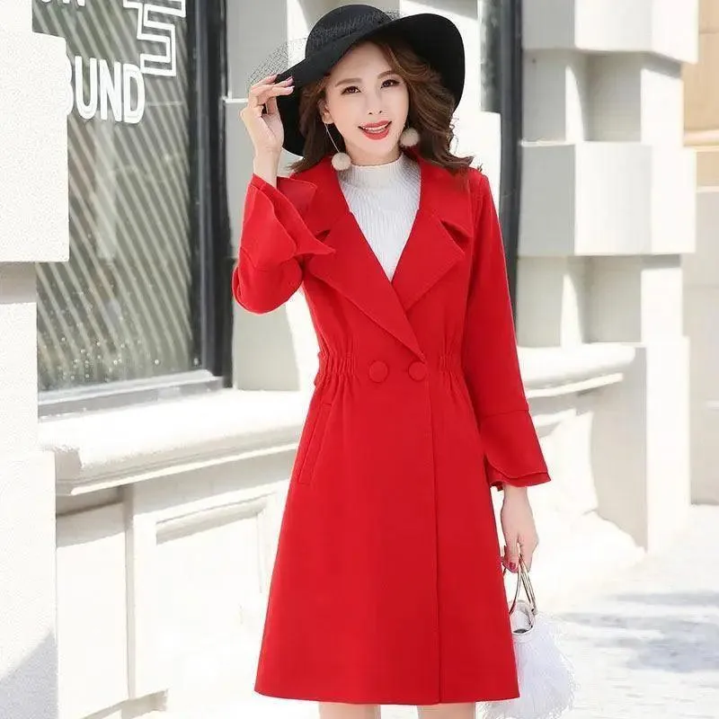 Fashion split sleeves long woolen coat coat