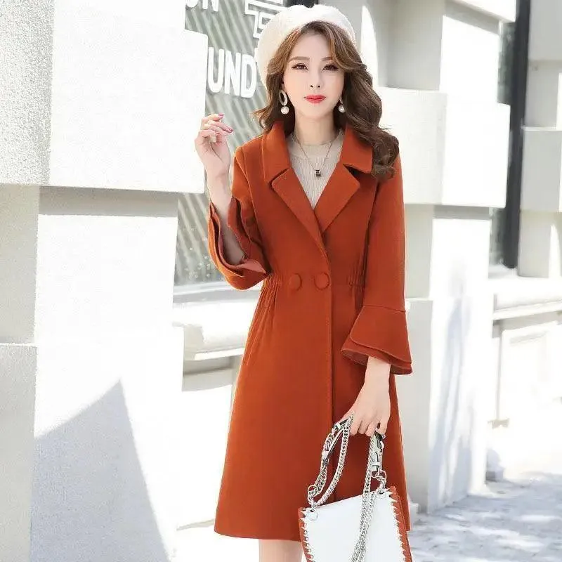 Fashion split sleeves long woolen coat coat