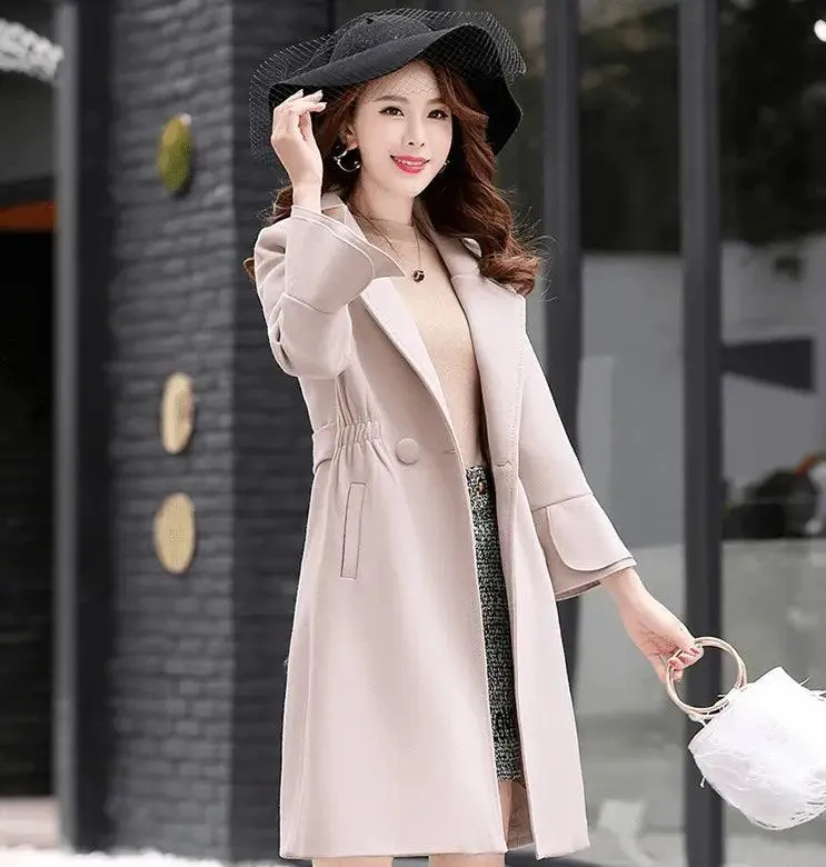 Fashion split sleeves long woolen coat coat