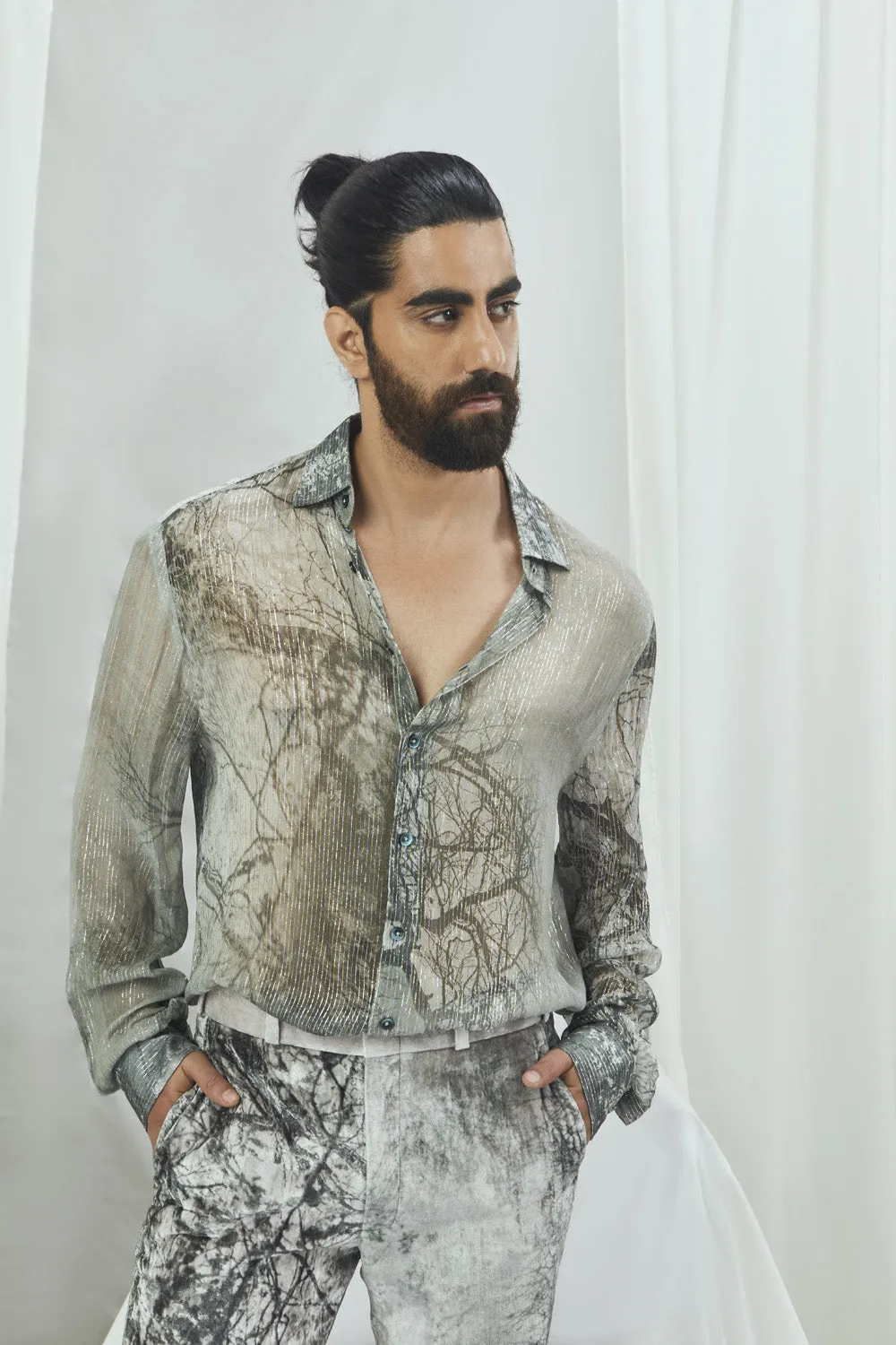 Forest Printed Velvet Pants
