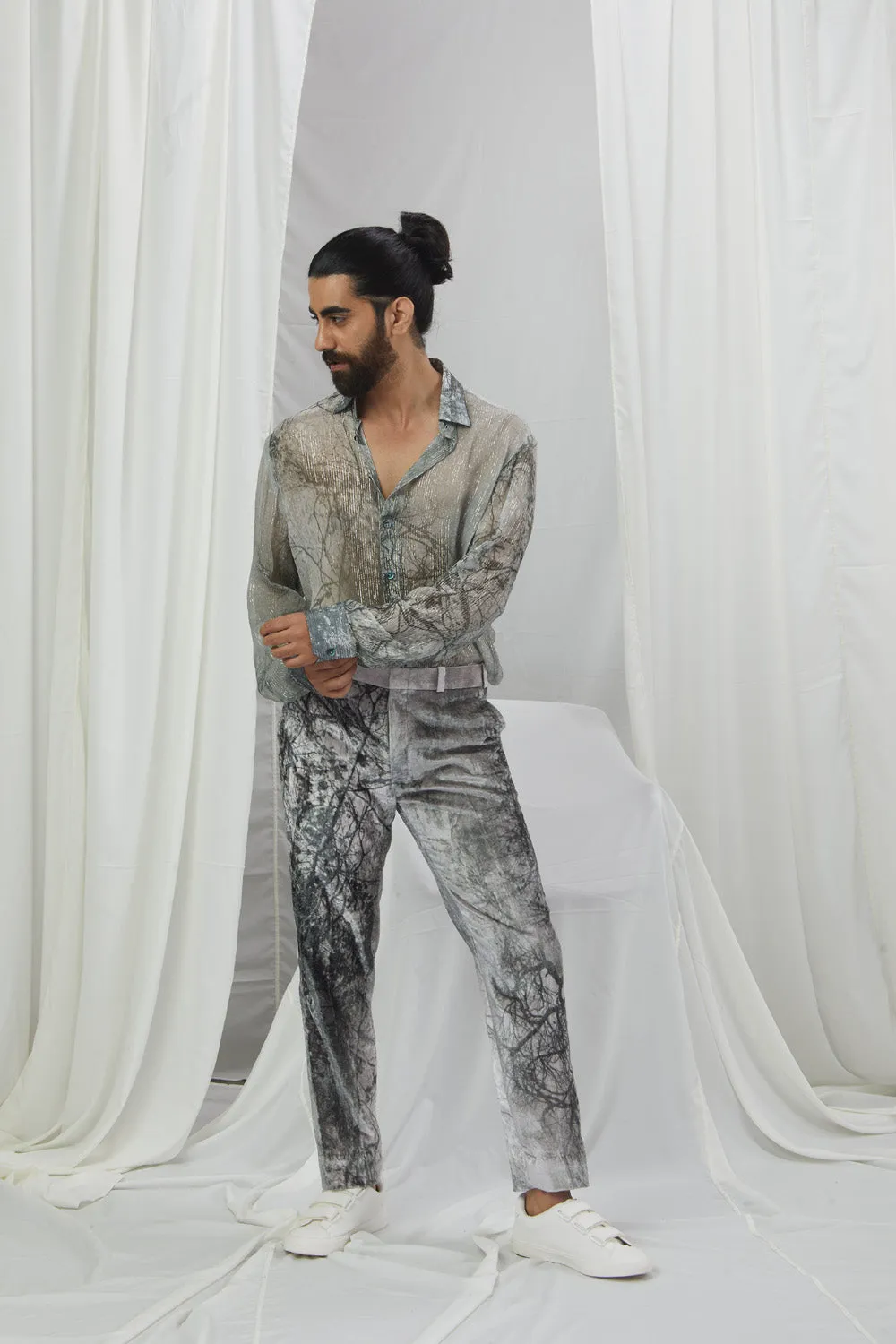 Forest Printed Velvet Pants