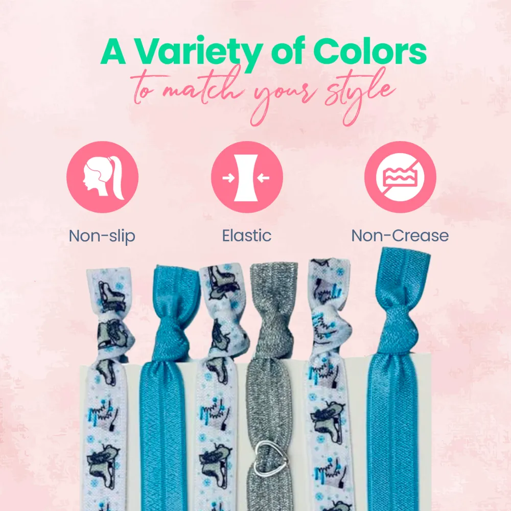 Girls Figure Skating Hair Ties Set- Blue