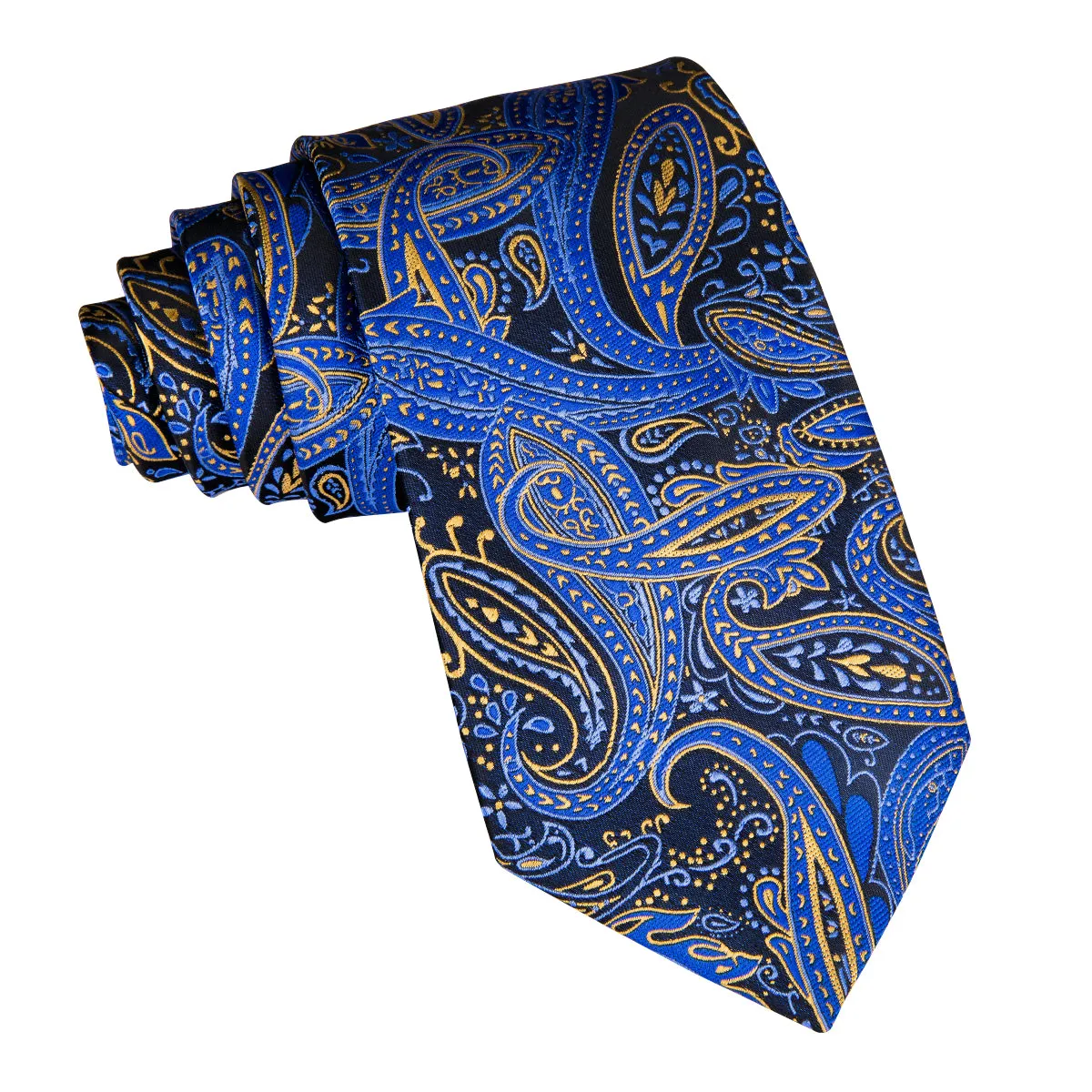 Hi-Tie Black Blue Paisley Children's Kids Boys Single Wedding Tie 6cm