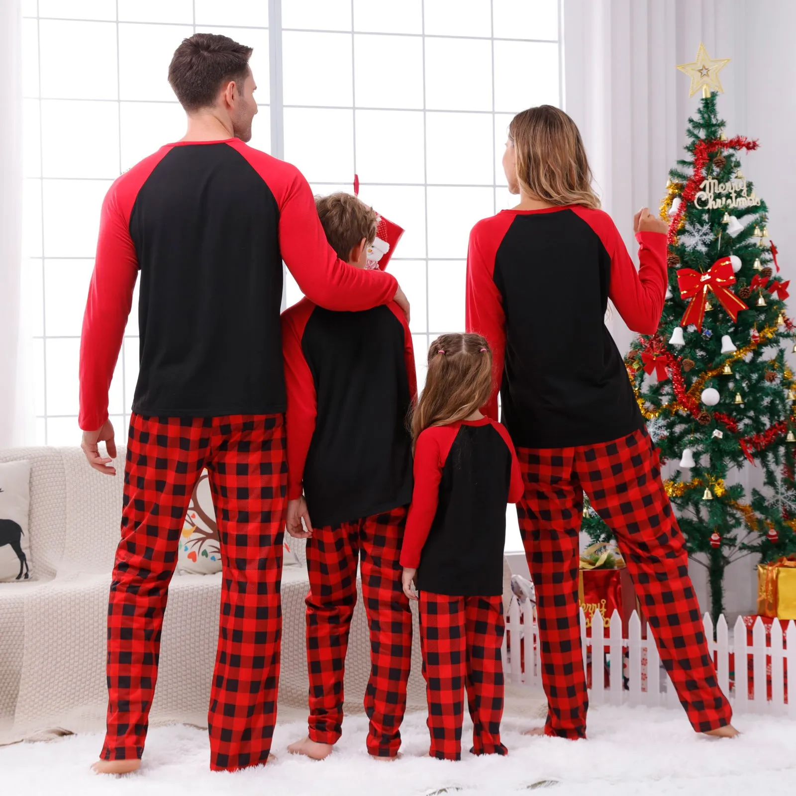 “HO HO HO” Christmas Grinch Red Plaid Pajama Set