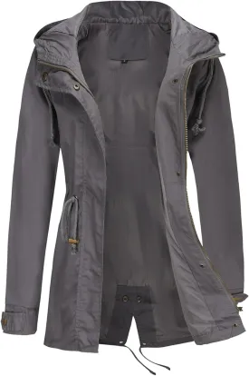 JEsilunmaMY Women's Lightweight Military Anorak Jackets Safari Hoodie Utility Drawstring Coat Windproof Windbreaker Raincoats
