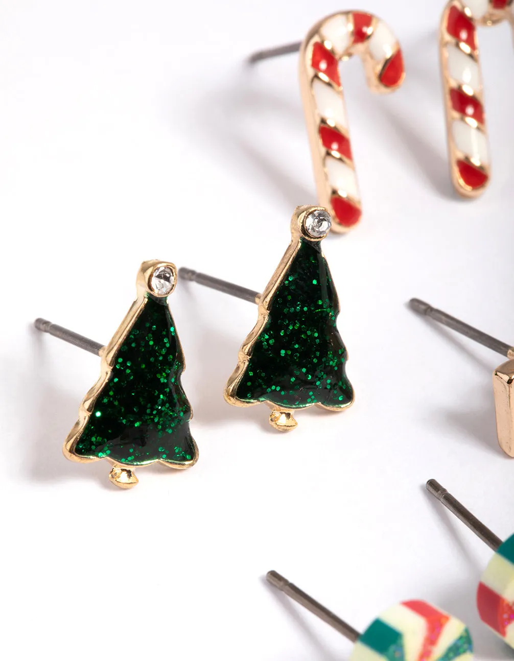 Kids Gold Ho-Ho Lolly Stud Earrings 6-Pack
