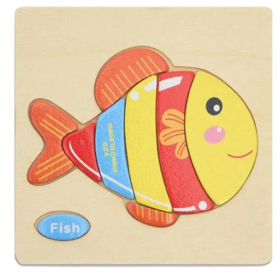 Kids Wooden 3D Puzzle Jigsaw Toys For Children Cartoon Animal Vehicle Wood Puzzles Intelligence Kids Baby Early Educational Toy