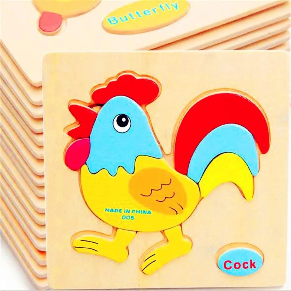 Kids Wooden 3D Puzzle Jigsaw Toys For Children Cartoon Animal Vehicle Wood Puzzles Intelligence Kids Baby Early Educational Toy