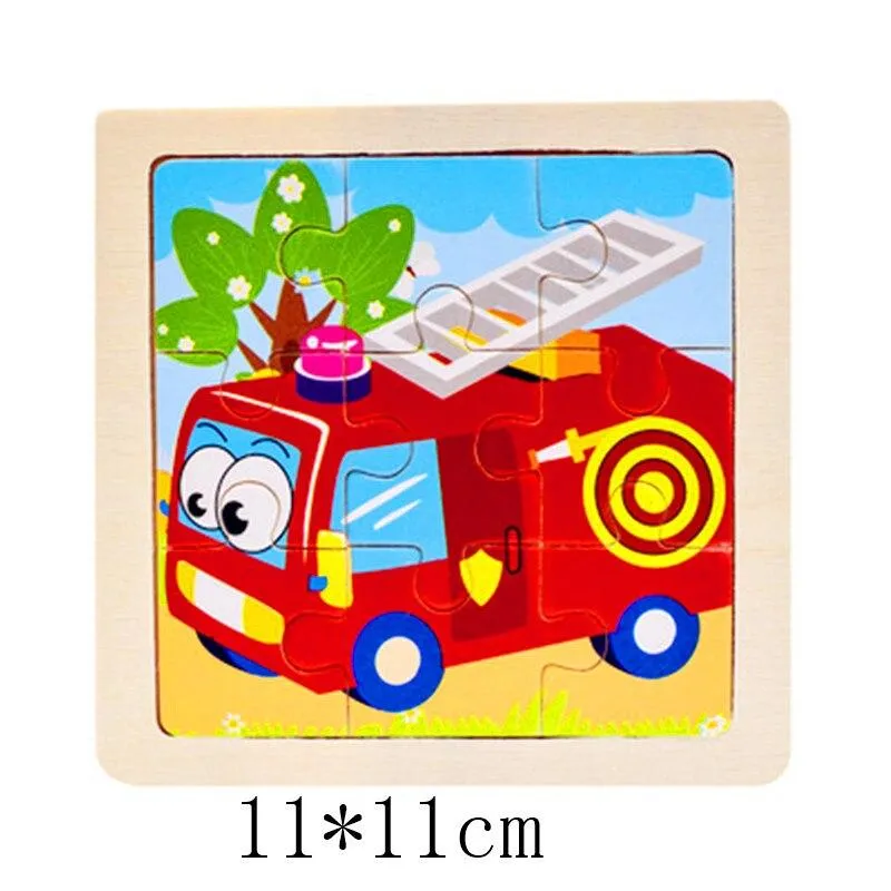 Kids Wooden 3D Puzzle Jigsaw Toys For Children Cartoon Animal Vehicle Wood Puzzles Intelligence Kids Baby Early Educational Toy