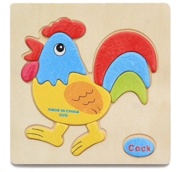 Kids Wooden 3D Puzzle Jigsaw Toys For Children Cartoon Animal Vehicle Wood Puzzles Intelligence Kids Baby Early Educational Toy