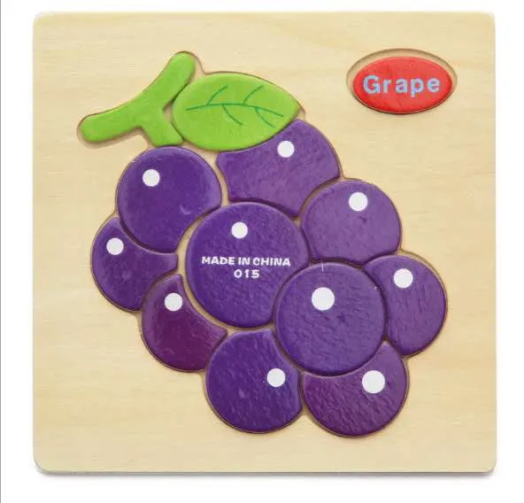 Kids Wooden 3D Puzzle Jigsaw Toys For Children Cartoon Animal Vehicle Wood Puzzles Intelligence Kids Baby Early Educational Toy