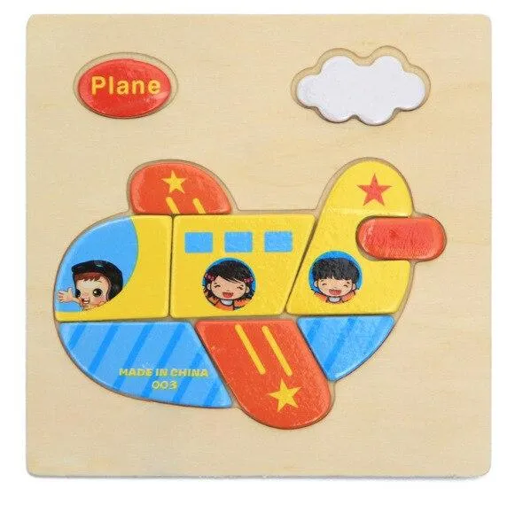 Kids Wooden 3D Puzzle Jigsaw Toys For Children Cartoon Animal Vehicle Wood Puzzles Intelligence Kids Baby Early Educational Toy