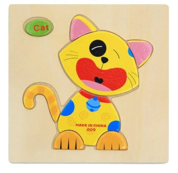 Kids Wooden 3D Puzzle Jigsaw Toys For Children Cartoon Animal Vehicle Wood Puzzles Intelligence Kids Baby Early Educational Toy