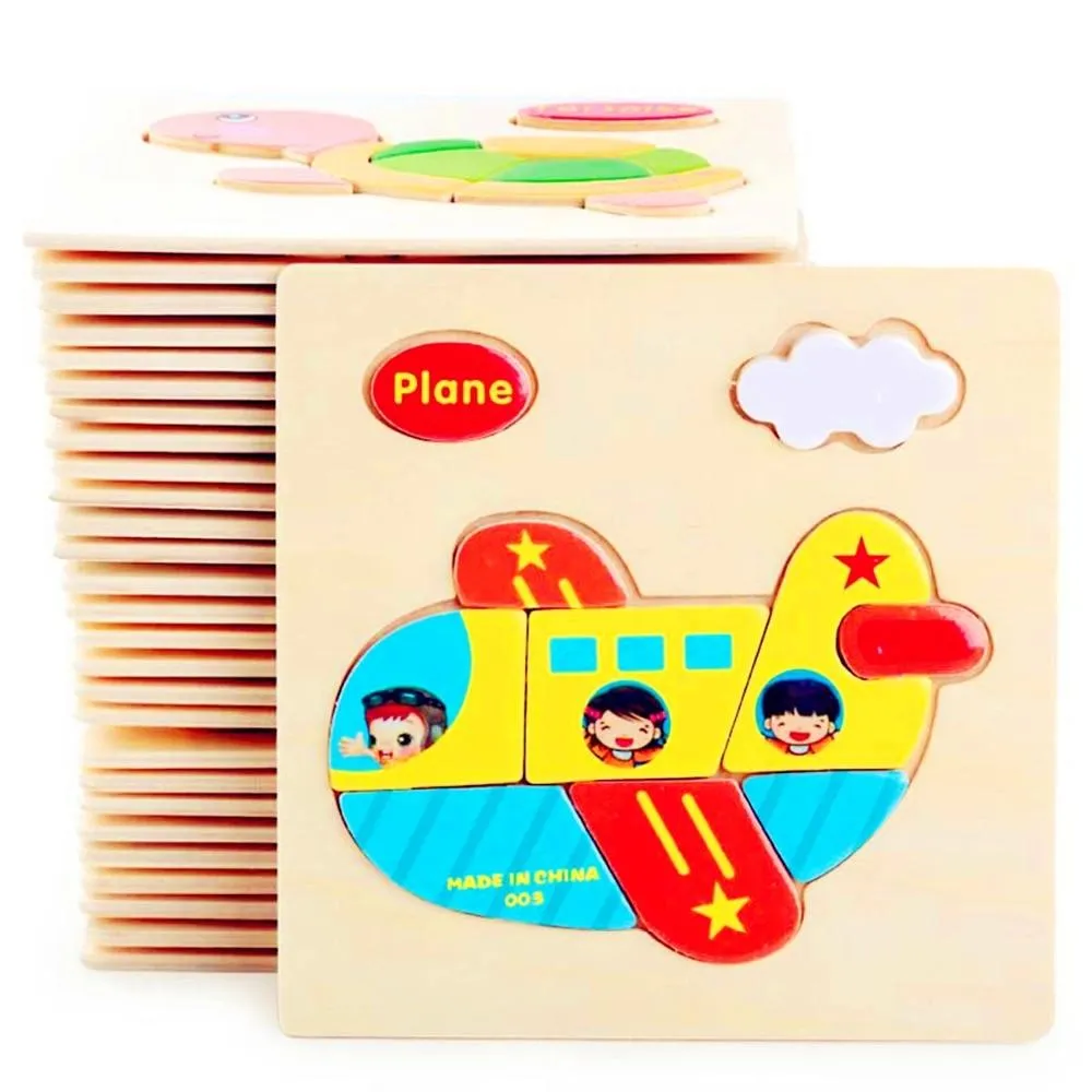 Kids Wooden 3D Puzzle Jigsaw Toys For Children Cartoon Animal Vehicle Wood Puzzles Intelligence Kids Baby Early Educational Toy