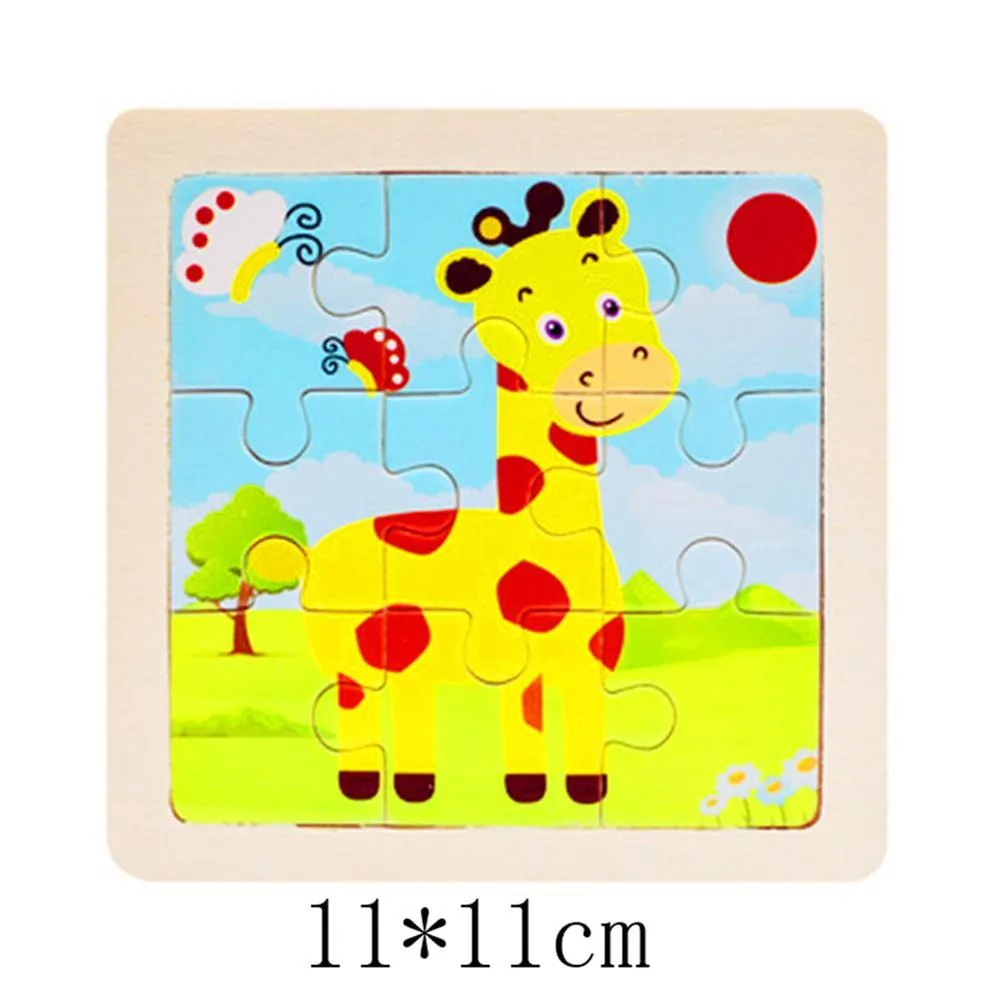 Kids Wooden 3D Puzzle Jigsaw Toys For Children Cartoon Animal Vehicle Wood Puzzles Intelligence Kids Baby Early Educational Toy