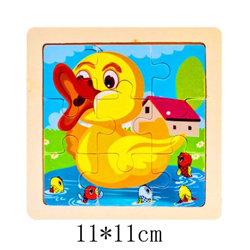 Kids Wooden 3D Puzzle Jigsaw Toys For Children Cartoon Animal Vehicle Wood Puzzles Intelligence Kids Baby Early Educational Toy