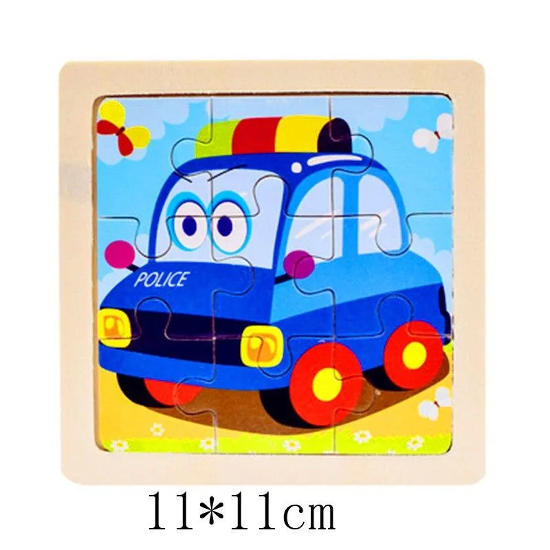 Kids Wooden 3D Puzzle Jigsaw Toys For Children Cartoon Animal Vehicle Wood Puzzles Intelligence Kids Baby Early Educational Toy