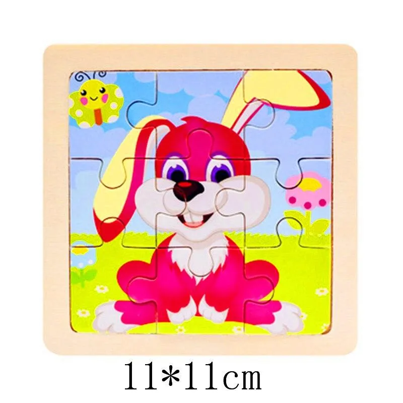 Kids Wooden 3D Puzzle Jigsaw Toys For Children Cartoon Animal Vehicle Wood Puzzles Intelligence Kids Baby Early Educational Toy