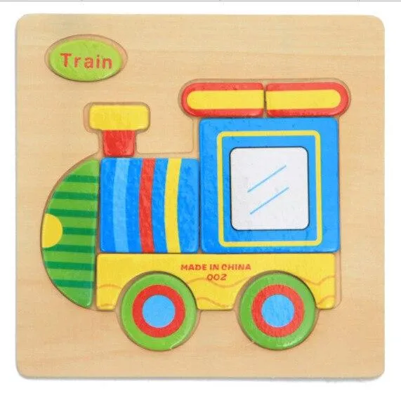 Kids Wooden 3D Puzzle Jigsaw Toys For Children Cartoon Animal Vehicle Wood Puzzles Intelligence Kids Baby Early Educational Toy