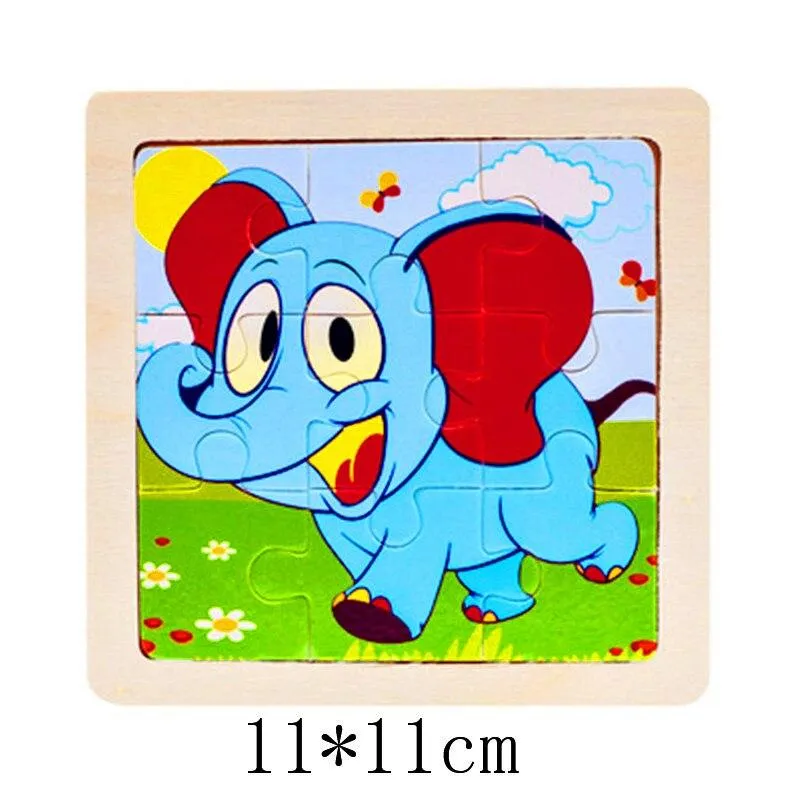 Kids Wooden 3D Puzzle Jigsaw Toys For Children Cartoon Animal Vehicle Wood Puzzles Intelligence Kids Baby Early Educational Toy